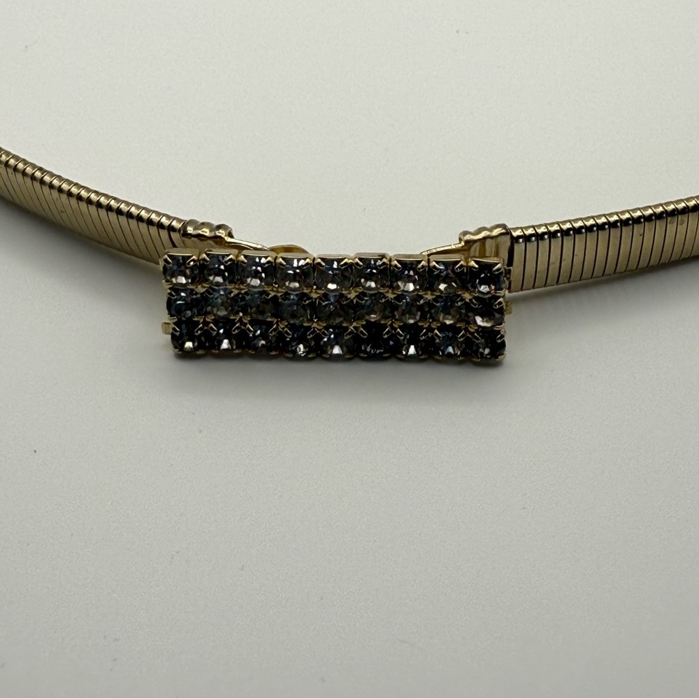 Vintage Womens Stretch Gold Brass Tone Elastic Belt W/Rhinestone Ornate Buckle - Picture 5 of 10
